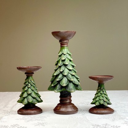 Home Figurines Christmas Tree Candle Stand Holder Decor