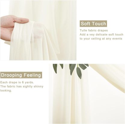 Wedding Arch Draping Fabric, 2 Panels 28" x 19Ft Emerald Green Wedding Arch Drapes Sheer Backdrop Curtain for Wedding Ceremony Party Ceiling Decor