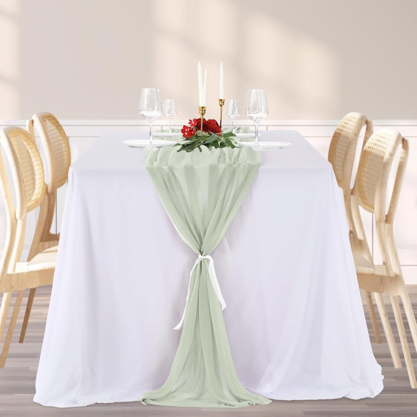 Wedding Arch Draping Fabric, 2 Panels 28" x 19Ft Emerald Green Wedding Arch Drapes Sheer Backdrop Curtain for Wedding Ceremony Party Ceiling Decor