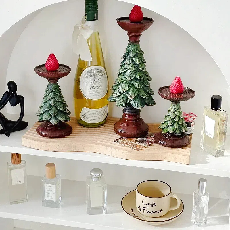 Home Figurines Christmas Tree Candle Stand Holder Decor