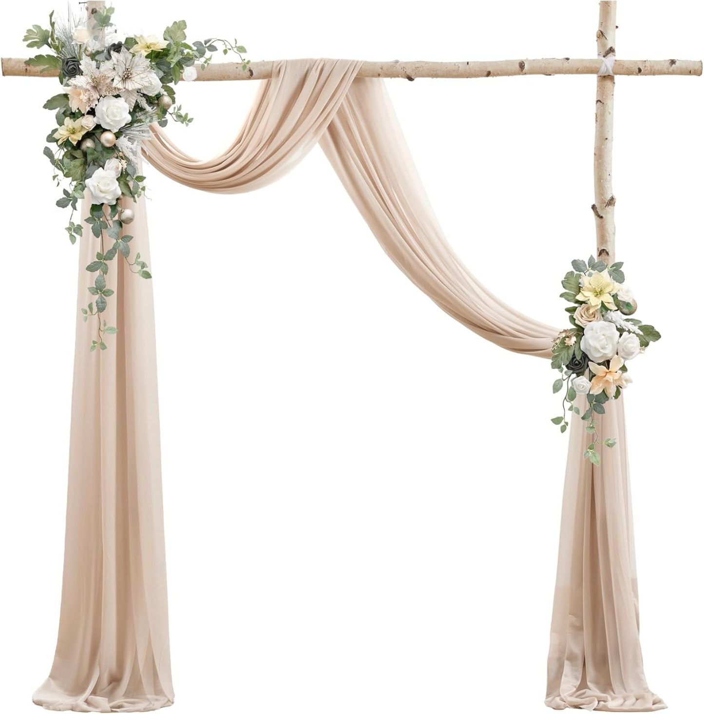 Wedding Arch Draping Fabric, 2 Panels 28" x 19Ft Emerald Green Wedding Arch Drapes Sheer Backdrop Curtain for Wedding Ceremony Party Ceiling Decor