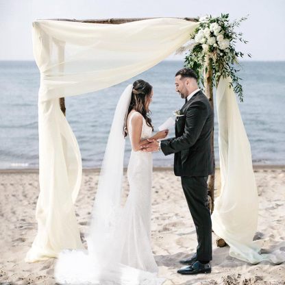 Wedding Arch Draping Fabric, 2 Panels 28" x 19Ft Emerald Green Wedding Arch Drapes Sheer Backdrop Curtain for Wedding Ceremony Party Ceiling Decor