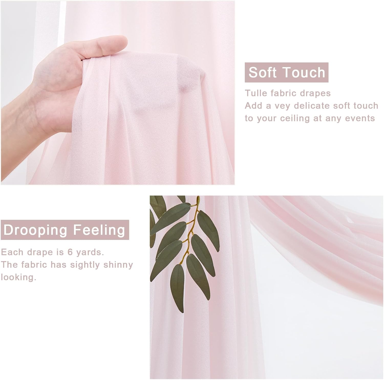 Wedding Arch Draping Fabric, 2 Panels 28" x 19Ft Emerald Green Wedding Arch Drapes Sheer Backdrop Curtain for Wedding Ceremony Party Ceiling Decor