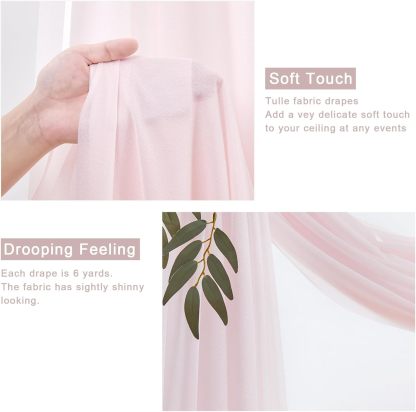 Wedding Arch Draping Fabric, 2 Panels 28" x 19Ft Emerald Green Wedding Arch Drapes Sheer Backdrop Curtain for Wedding Ceremony Party Ceiling Decor