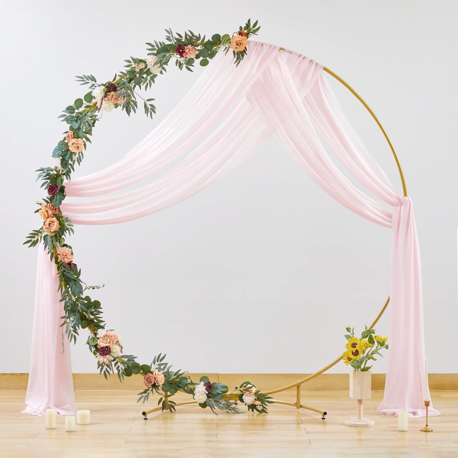 Wedding Arch Draping Fabric, 2 Panels 28" x 19Ft Emerald Green Wedding Arch Drapes Sheer Backdrop Curtain for Wedding Ceremony Party Ceiling Decor