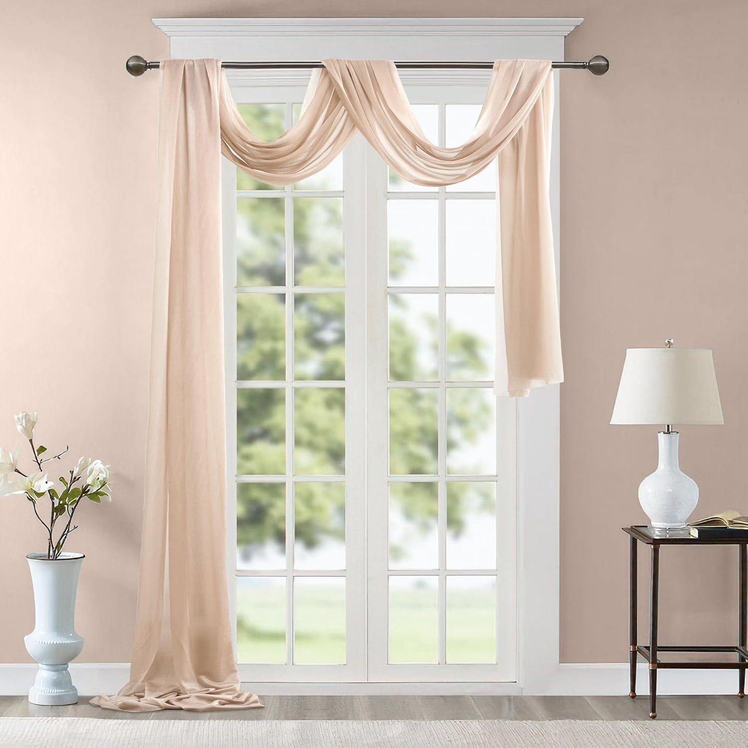 Wedding Arch Draping Fabric, 2 Panels 28" x 19Ft Emerald Green Wedding Arch Drapes Sheer Backdrop Curtain for Wedding Ceremony Party Ceiling Decor