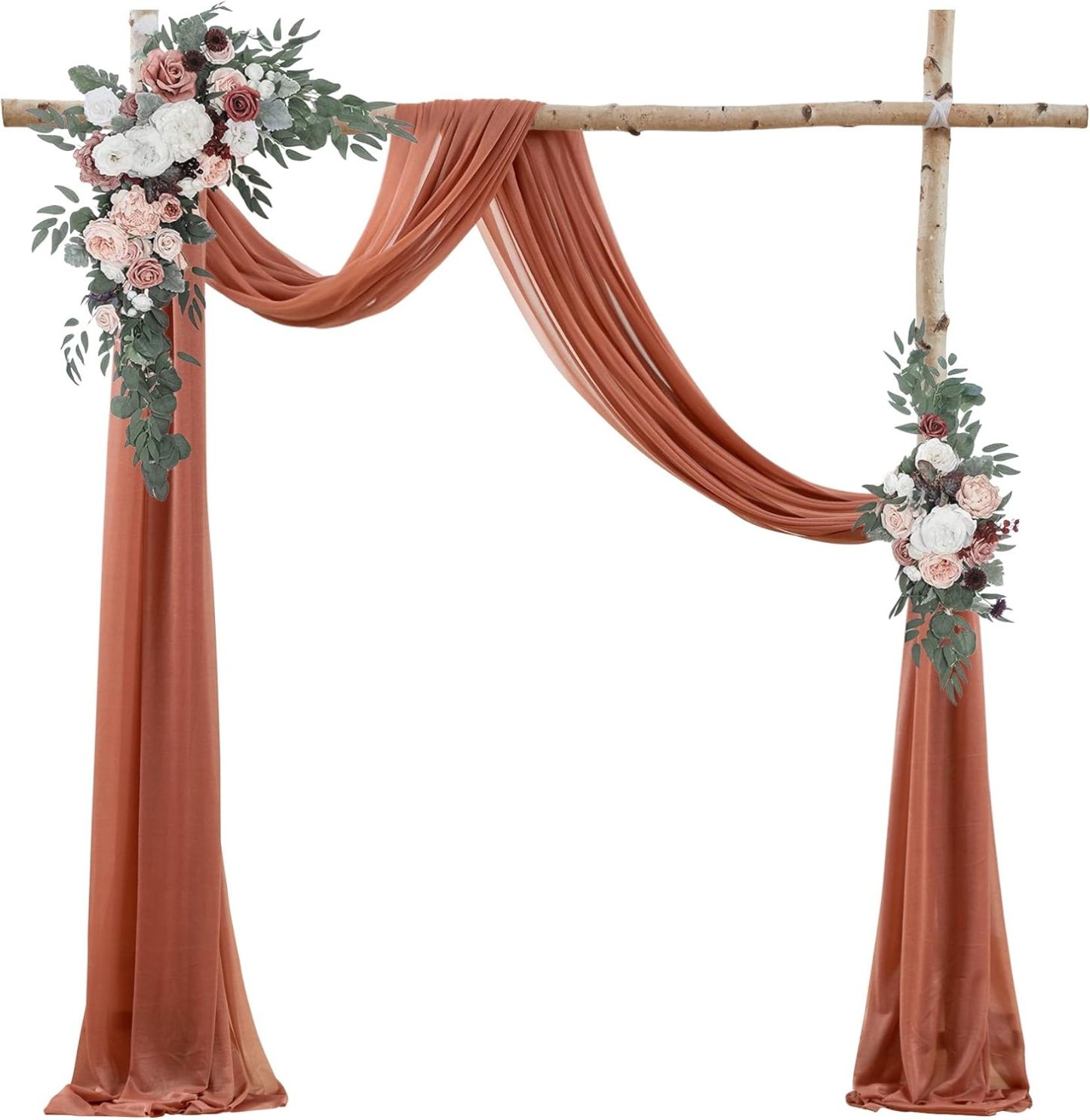 Wedding Arch Draping Fabric, 2 Panels 28" x 19Ft Emerald Green Wedding Arch Drapes Sheer Backdrop Curtain for Wedding Ceremony Party Ceiling Decor