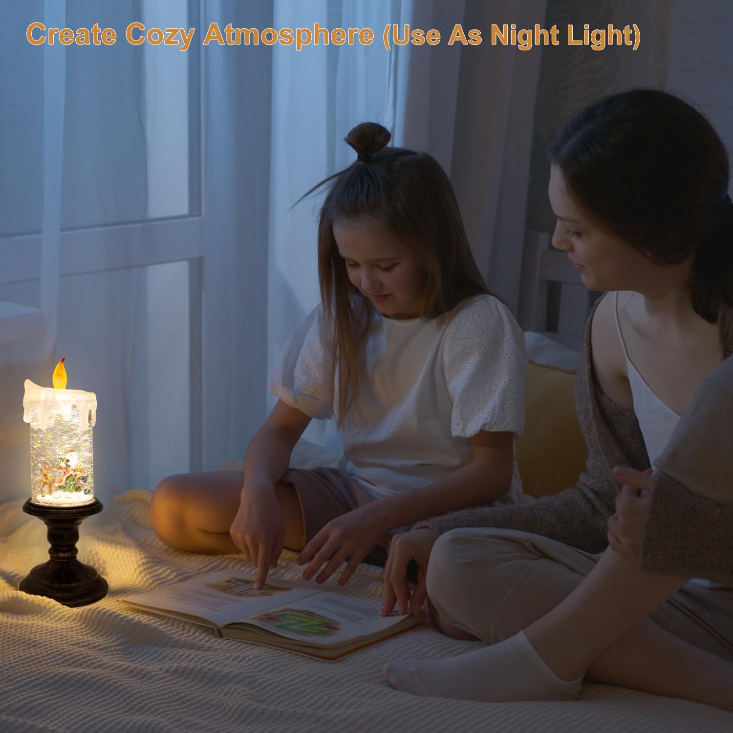 Christmas Lighted Snow Globe Lantern, Battery Operated Santa Snow Globes with Timer & Swirling Snow Effect | Glittering Spinning Candles for Holiday Home Decor, Festival Gift, Table Centerpiece