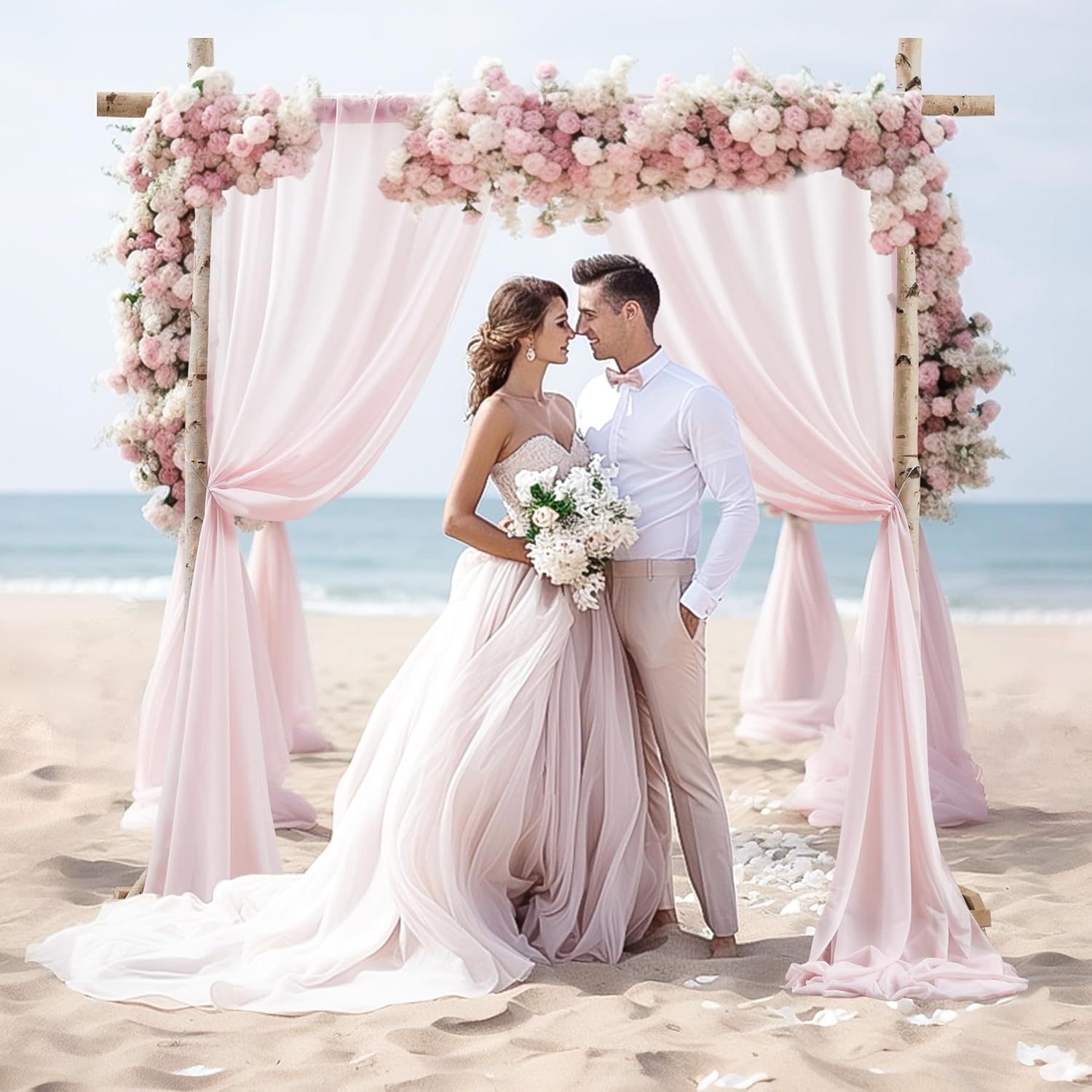 Wedding Arch Draping Fabric, 2 Panels 28" x 19Ft Emerald Green Wedding Arch Drapes Sheer Backdrop Curtain for Wedding Ceremony Party Ceiling Decor