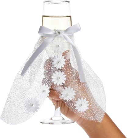 Sparkle and Bash Set of 2 Wedding Champagne Glasses for Bride and Groom Toast, Wedding Decorations, Engagement, Bridal Shower Gifts