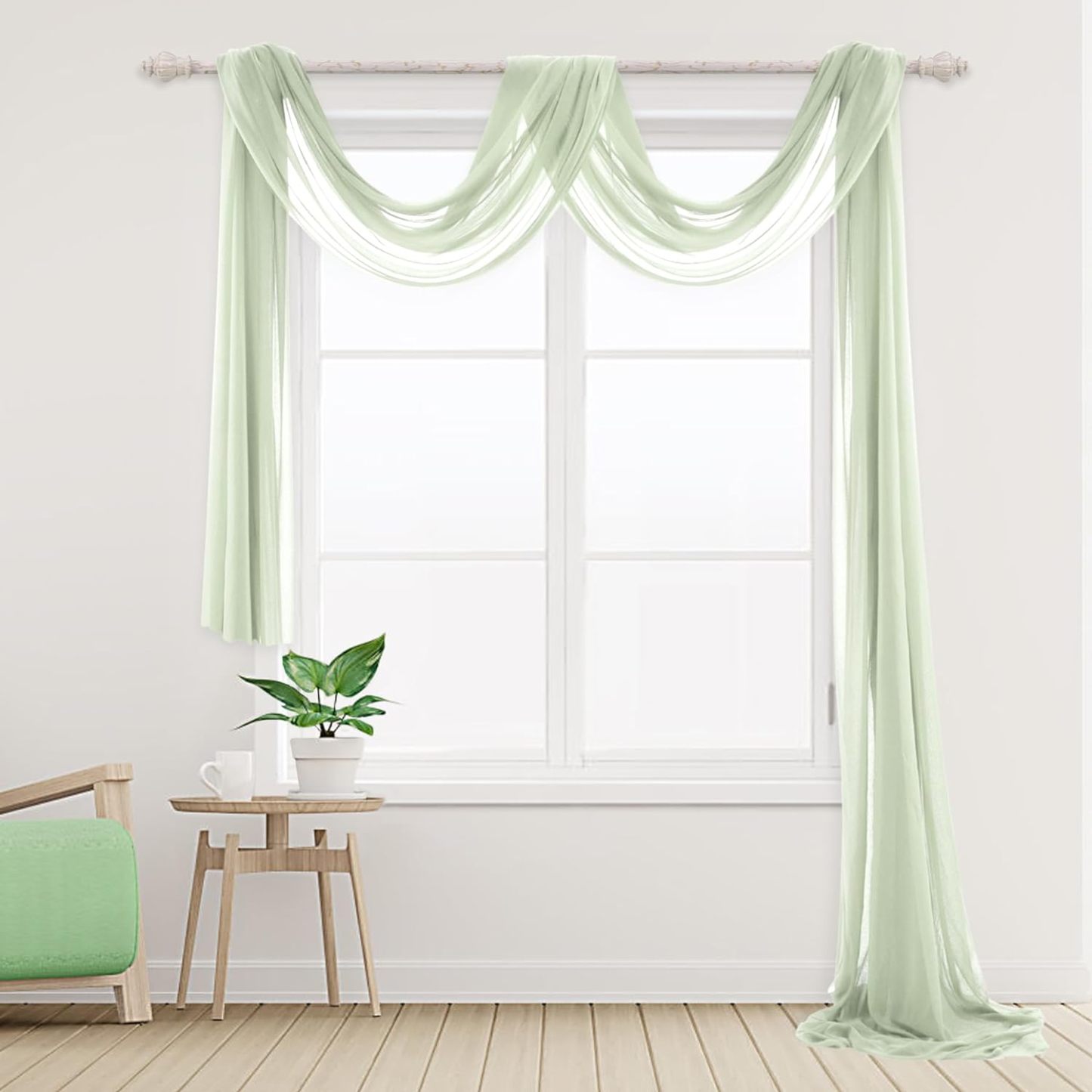 Wedding Arch Draping Fabric, 2 Panels 28" x 19Ft Emerald Green Wedding Arch Drapes Sheer Backdrop Curtain for Wedding Ceremony Party Ceiling Decor