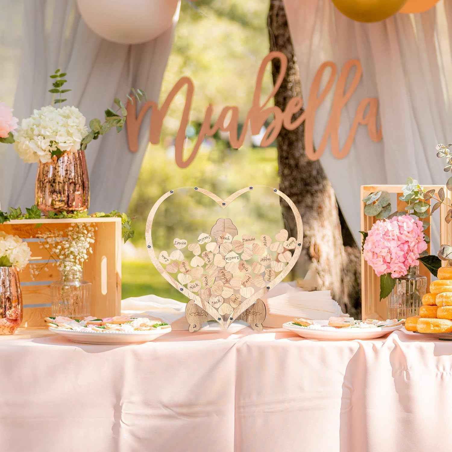 Wooden Heart Wedding Guest Book