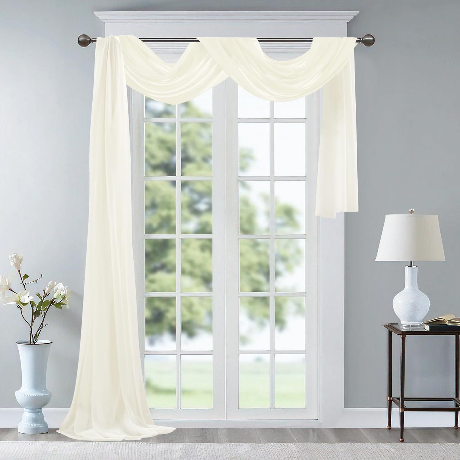 Wedding Arch Draping Fabric, 2 Panels 28" x 19Ft Emerald Green Wedding Arch Drapes Sheer Backdrop Curtain for Wedding Ceremony Party Ceiling Decor