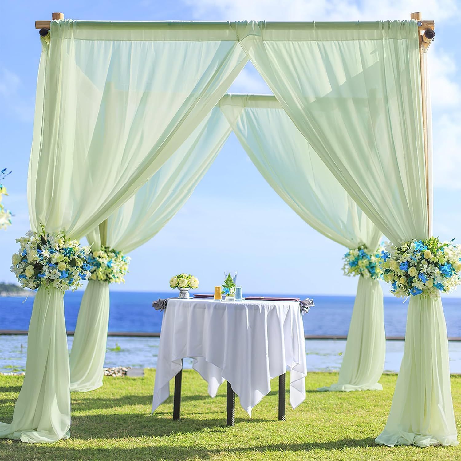 Wedding Arch Draping Fabric, 2 Panels 28" x 19Ft Emerald Green Wedding Arch Drapes Sheer Backdrop Curtain for Wedding Ceremony Party Ceiling Decor