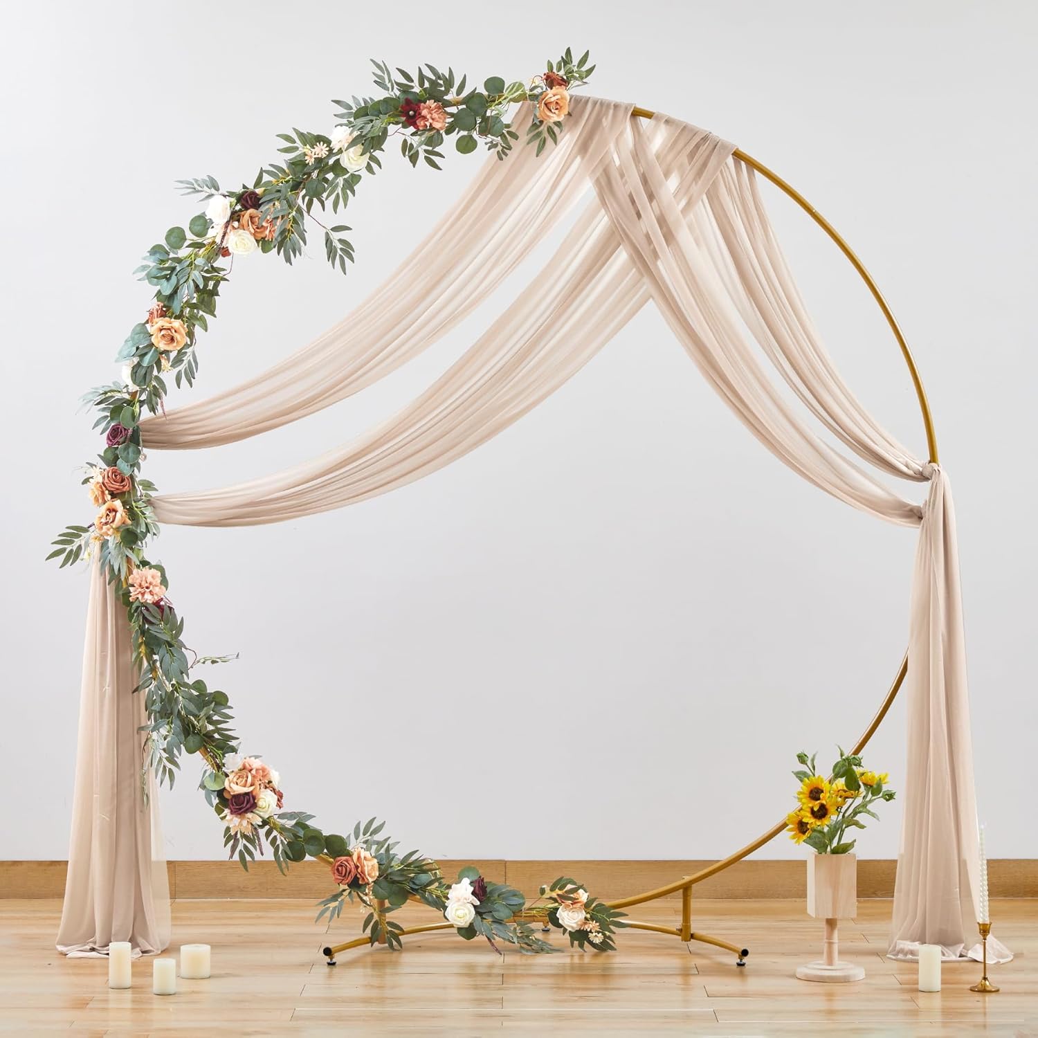 Wedding Arch Draping Fabric, 2 Panels 28" x 19Ft Emerald Green Wedding Arch Drapes Sheer Backdrop Curtain for Wedding Ceremony Party Ceiling Decor