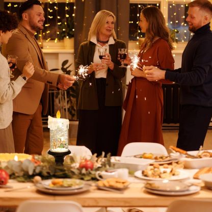 Christmas Lighted Snow Globe Lantern, Battery Operated Santa Snow Globes with Timer & Swirling Snow Effect | Glittering Spinning Candles for Holiday Home Decor, Festival Gift, Table Centerpiece