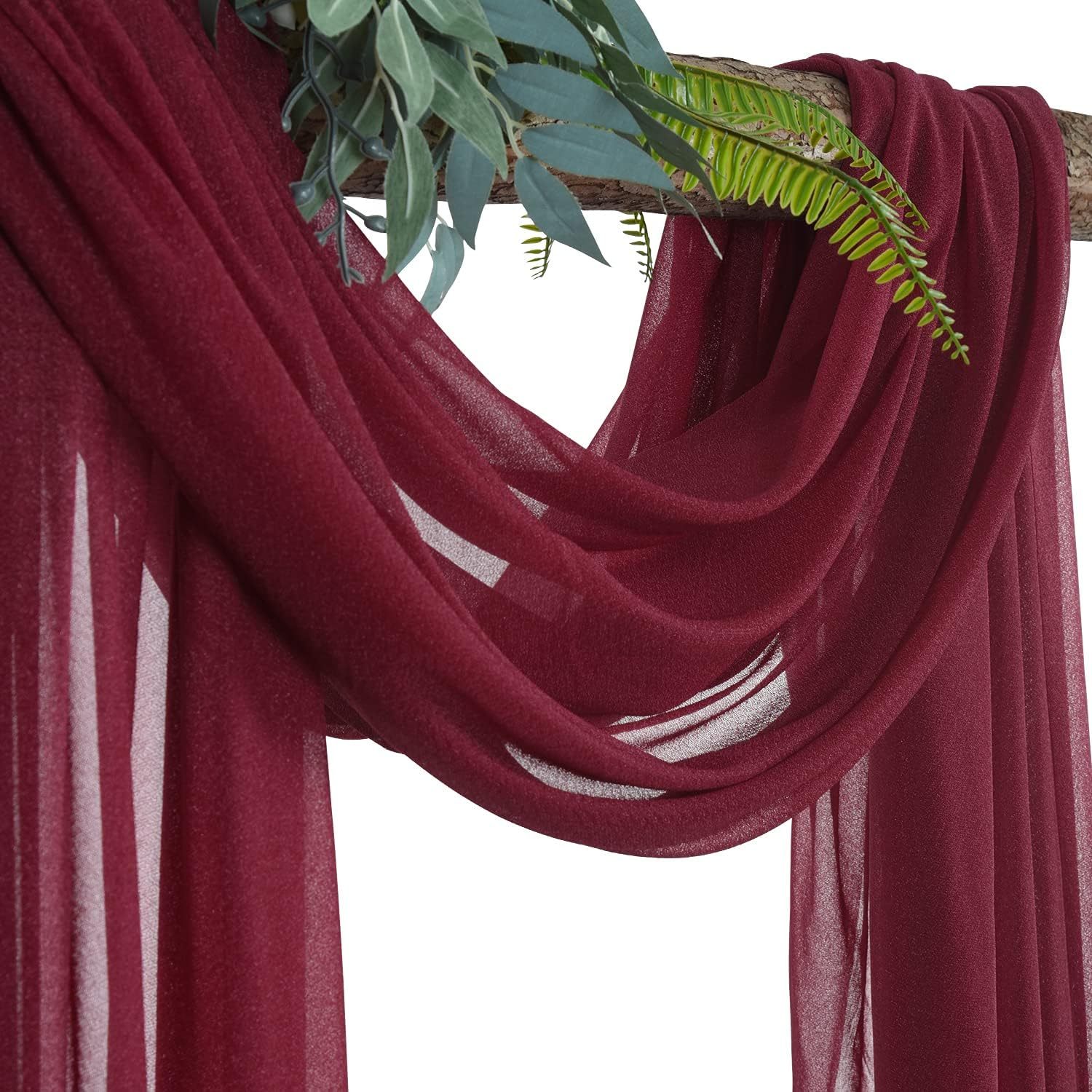 Wedding Arch Draping Fabric, 2 Panels 28" x 19Ft Emerald Green Wedding Arch Drapes Sheer Backdrop Curtain for Wedding Ceremony Party Ceiling Decor
