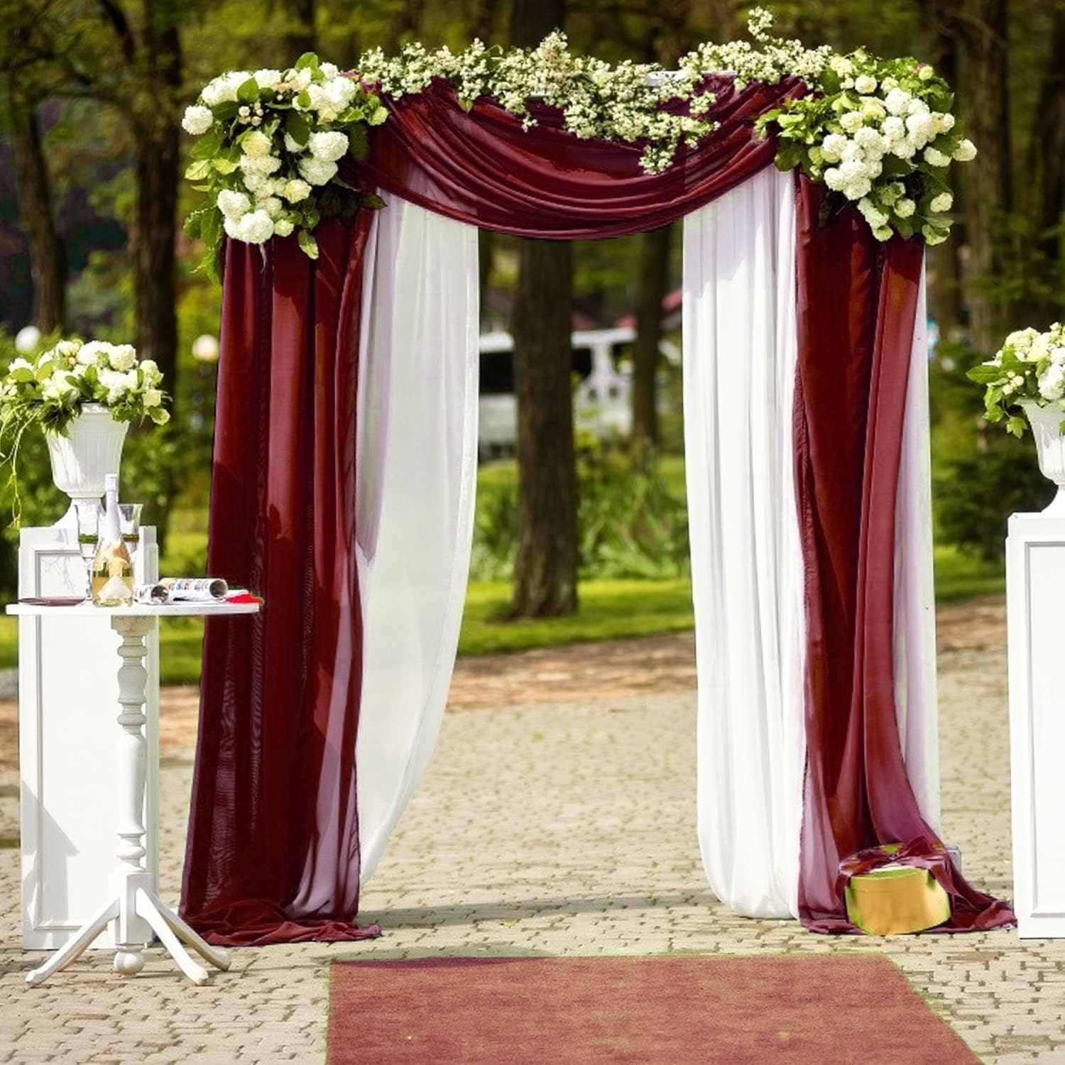 Wedding Arch Draping Fabric, 2 Panels 28" x 19Ft Emerald Green Wedding Arch Drapes Sheer Backdrop Curtain for Wedding Ceremony Party Ceiling Decor
