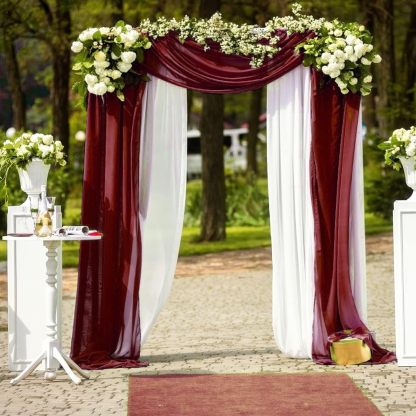 Wedding Arch Draping Fabric, 2 Panels 28" x 19Ft Emerald Green Wedding Arch Drapes Sheer Backdrop Curtain for Wedding Ceremony Party Ceiling Decor