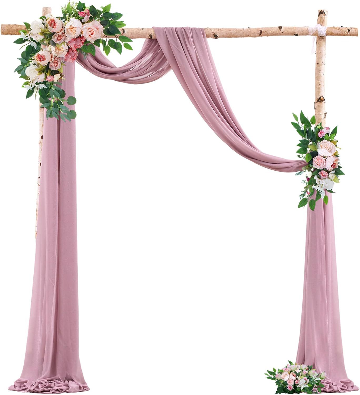 Wedding Arch Draping Fabric, 2 Panels 28" x 19Ft Emerald Green Wedding Arch Drapes Sheer Backdrop Curtain for Wedding Ceremony Party Ceiling Decor