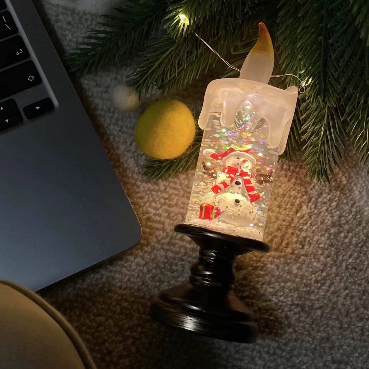 Christmas Lighted Snow Globe Lantern, Battery Operated Santa Snow Globes with Timer & Swirling Snow Effect | Glittering Spinning Candles for Holiday Home Decor, Festival Gift, Table Centerpiece