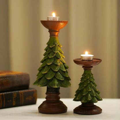 Home Figurines Christmas Tree Candle Stand Holder Decor