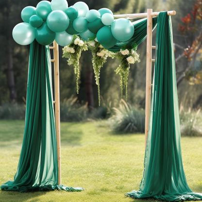 Wedding Arch Draping Fabric, 2 Panels 28" x 19Ft Emerald Green Wedding Arch Drapes Sheer Backdrop Curtain for Wedding Ceremony Party Ceiling Decor