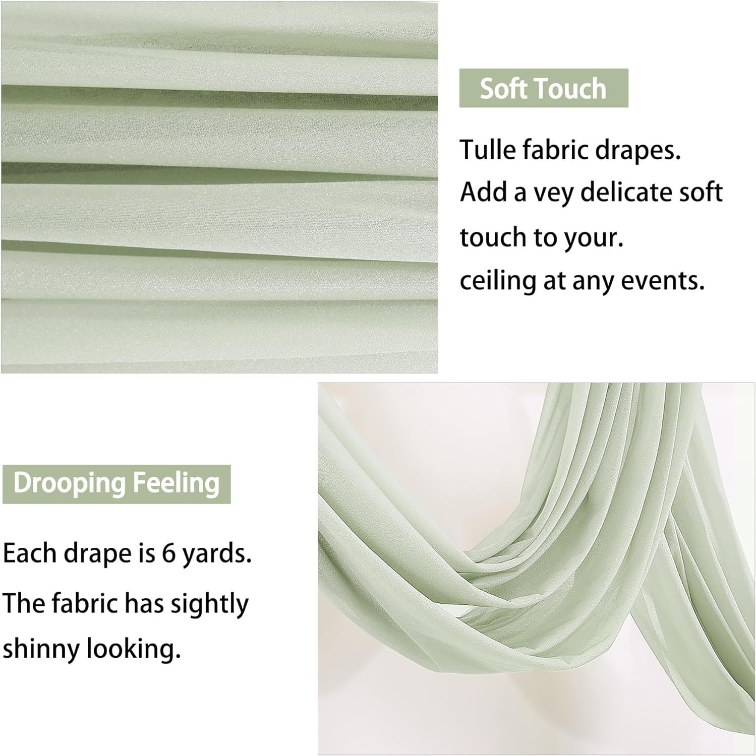 Wedding Arch Draping Fabric, 2 Panels 28" x 19Ft Emerald Green Wedding Arch Drapes Sheer Backdrop Curtain for Wedding Ceremony Party Ceiling Decor