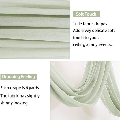 Wedding Arch Draping Fabric, 2 Panels 28" x 19Ft Emerald Green Wedding Arch Drapes Sheer Backdrop Curtain for Wedding Ceremony Party Ceiling Decor