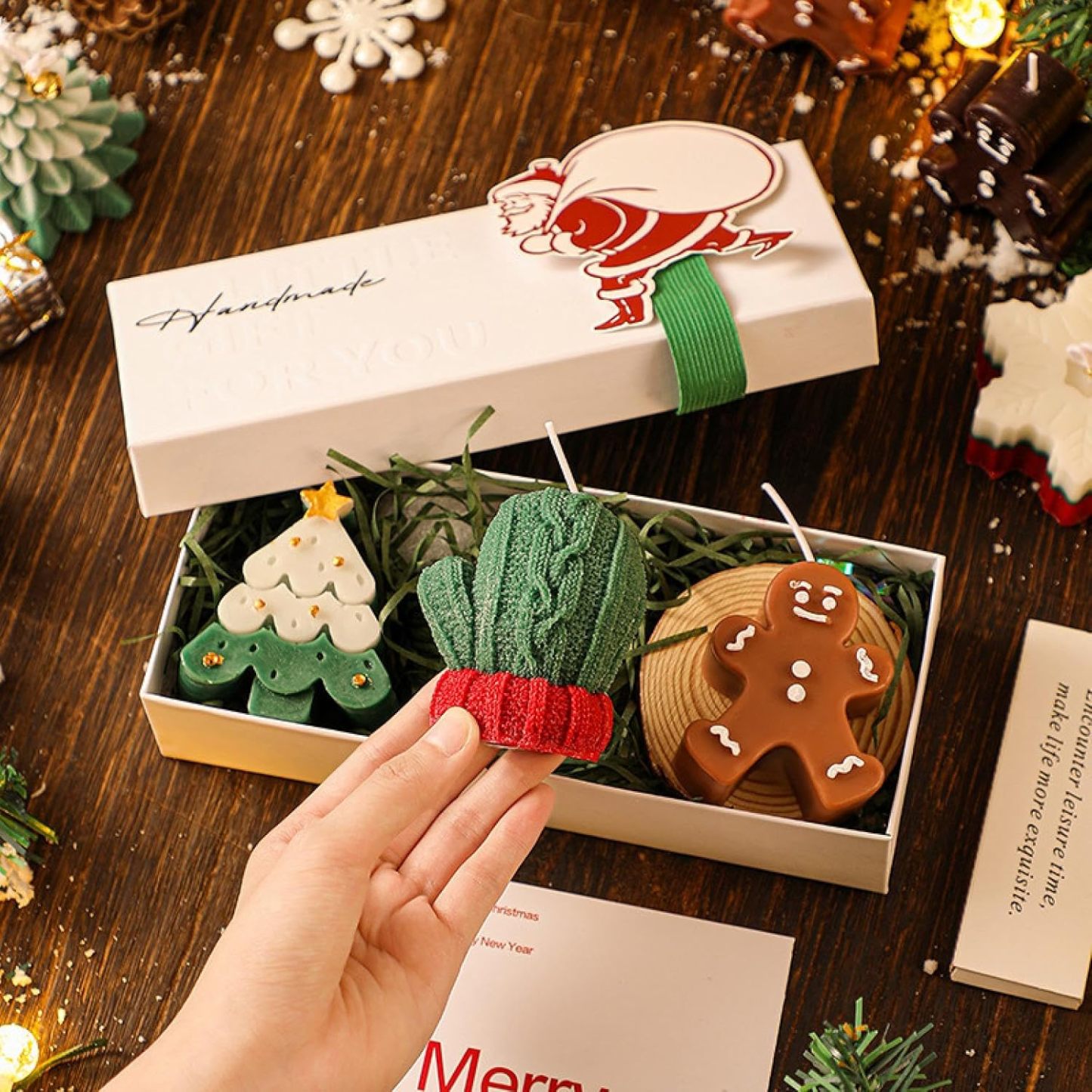 Christmas Cartoon Gingerbread Man Christmas Tree Deer Shape Scented Candle Gift Box Set