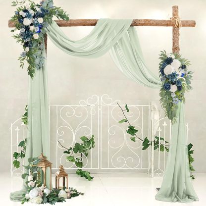 Wedding Arch Draping Fabric, 2 Panels 28" x 19Ft Emerald Green Wedding Arch Drapes Sheer Backdrop Curtain for Wedding Ceremony Party Ceiling Decor