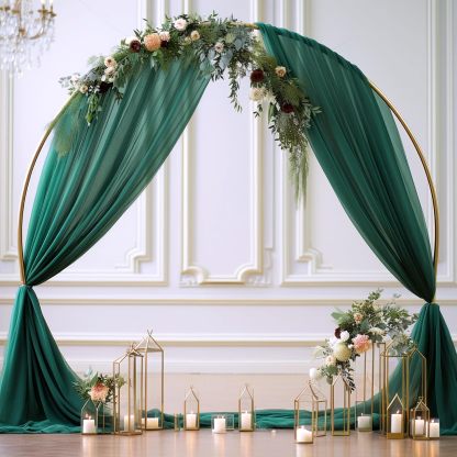 Wedding Arch Draping Fabric, 2 Panels 28" x 19Ft Emerald Green Wedding Arch Drapes Sheer Backdrop Curtain for Wedding Ceremony Party Ceiling Decor