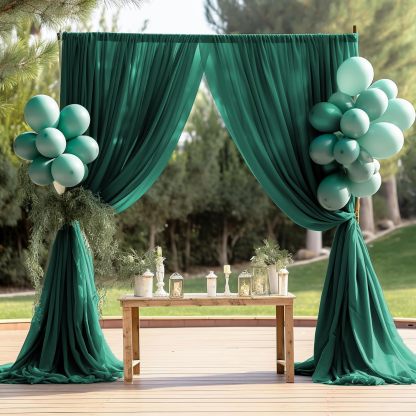 Wedding Arch Draping Fabric, 2 Panels 28" x 19Ft Emerald Green Wedding Arch Drapes Sheer Backdrop Curtain for Wedding Ceremony Party Ceiling Decor