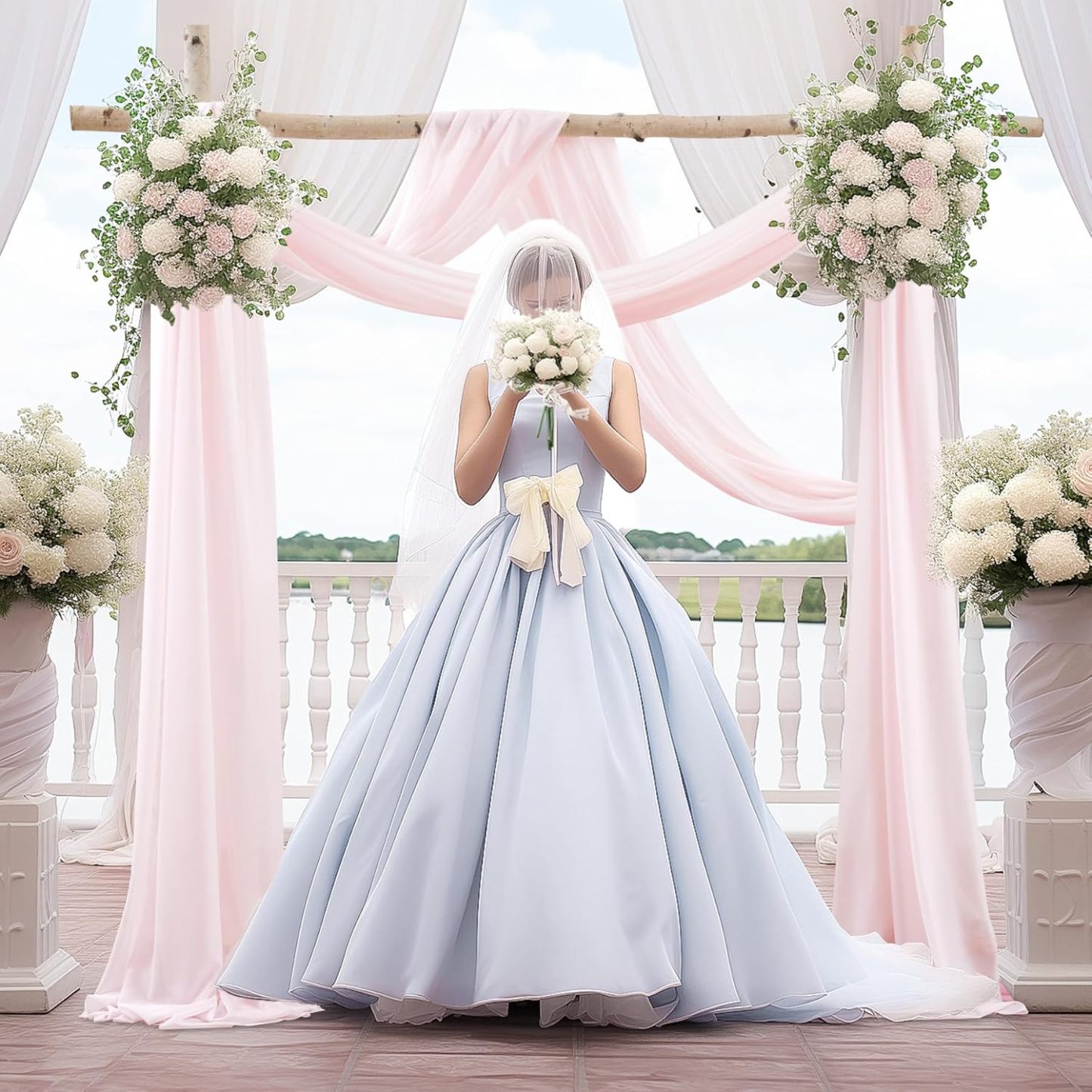 Wedding Arch Draping Fabric, 2 Panels 28" x 19Ft Emerald Green Wedding Arch Drapes Sheer Backdrop Curtain for Wedding Ceremony Party Ceiling Decor