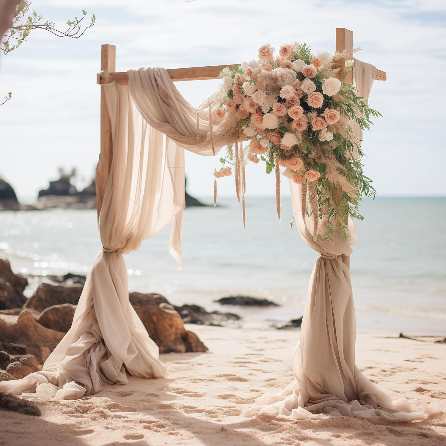 Wedding Arch Draping Fabric, 2 Panels 28" x 19Ft Emerald Green Wedding Arch Drapes Sheer Backdrop Curtain for Wedding Ceremony Party Ceiling Decor