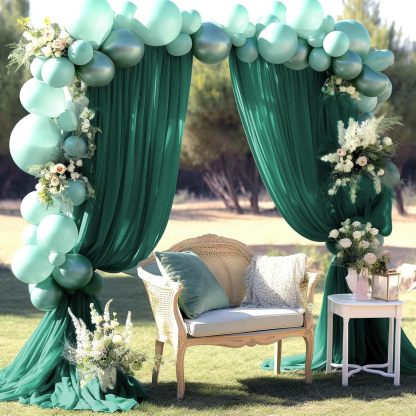 Wedding Arch Draping Fabric, 2 Panels 28" x 19Ft Emerald Green Wedding Arch Drapes Sheer Backdrop Curtain for Wedding Ceremony Party Ceiling Decor