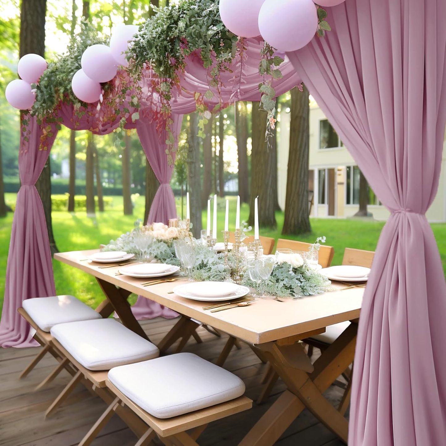 Wedding Arch Draping Fabric, 2 Panels 28" x 19Ft Emerald Green Wedding Arch Drapes Sheer Backdrop Curtain for Wedding Ceremony Party Ceiling Decor