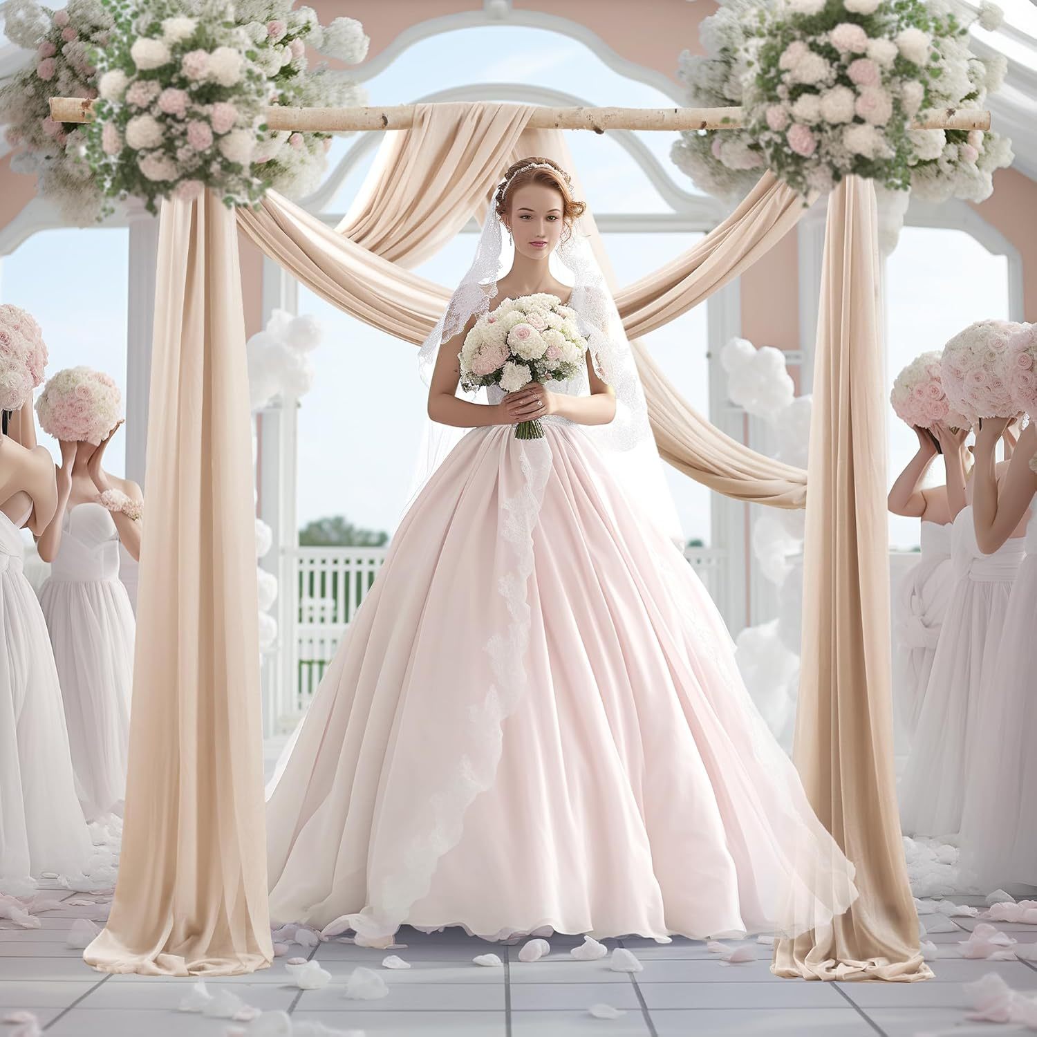 Wedding Arch Draping Fabric, 2 Panels 28" x 19Ft Emerald Green Wedding Arch Drapes Sheer Backdrop Curtain for Wedding Ceremony Party Ceiling Decor