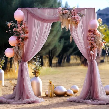 Wedding Arch Draping Fabric, 2 Panels 28" x 19Ft Emerald Green Wedding Arch Drapes Sheer Backdrop Curtain for Wedding Ceremony Party Ceiling Decor