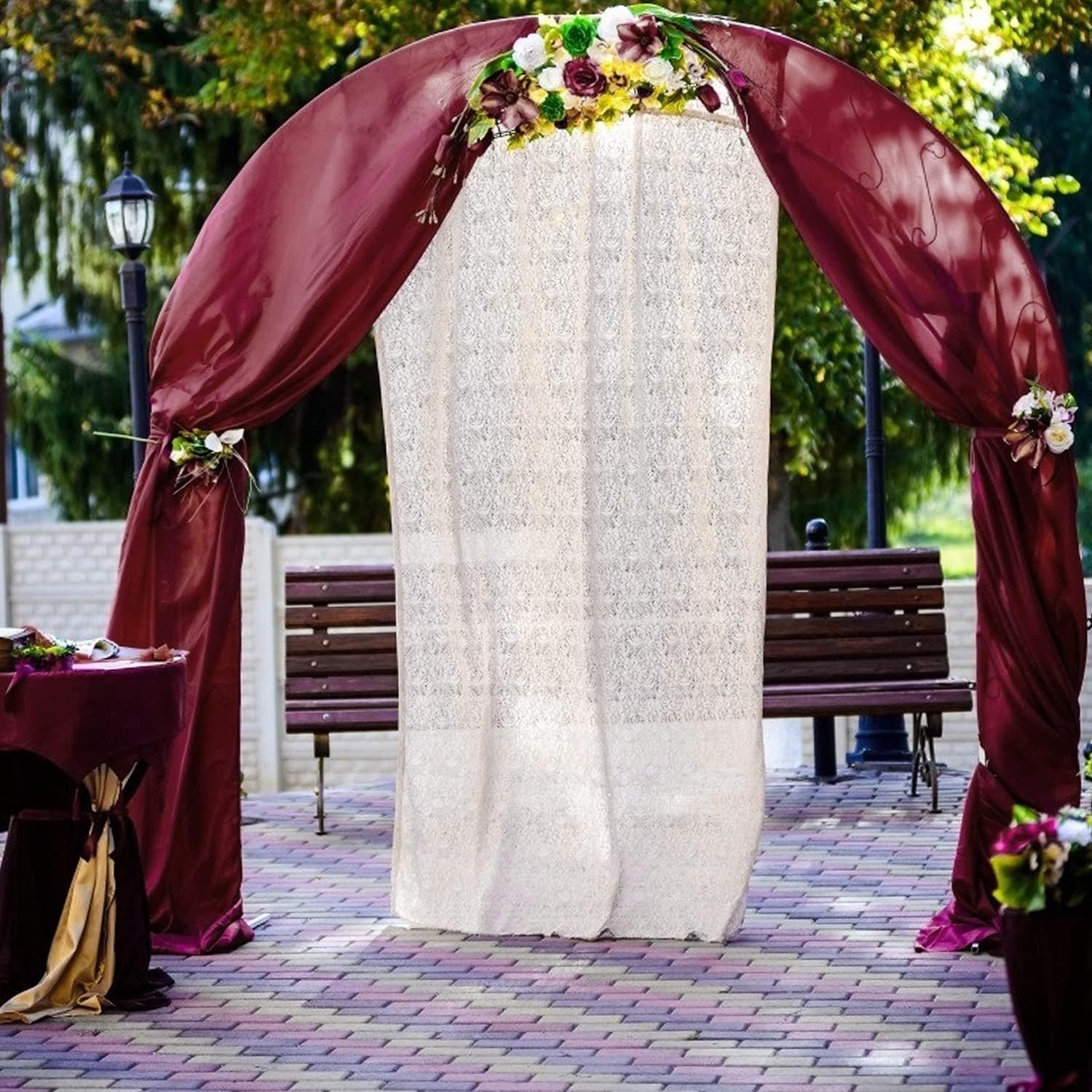 Wedding Arch Draping Fabric, 2 Panels 28" x 19Ft Emerald Green Wedding Arch Drapes Sheer Backdrop Curtain for Wedding Ceremony Party Ceiling Decor