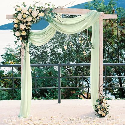 Wedding Arch Draping Fabric, 2 Panels 28" x 19Ft Emerald Green Wedding Arch Drapes Sheer Backdrop Curtain for Wedding Ceremony Party Ceiling Decor