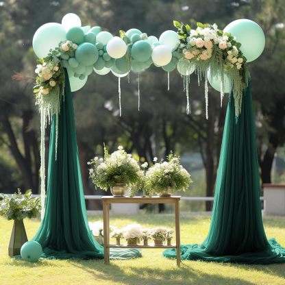 Wedding Arch Draping Fabric, 2 Panels 28" x 19Ft Emerald Green Wedding Arch Drapes Sheer Backdrop Curtain for Wedding Ceremony Party Ceiling Decor