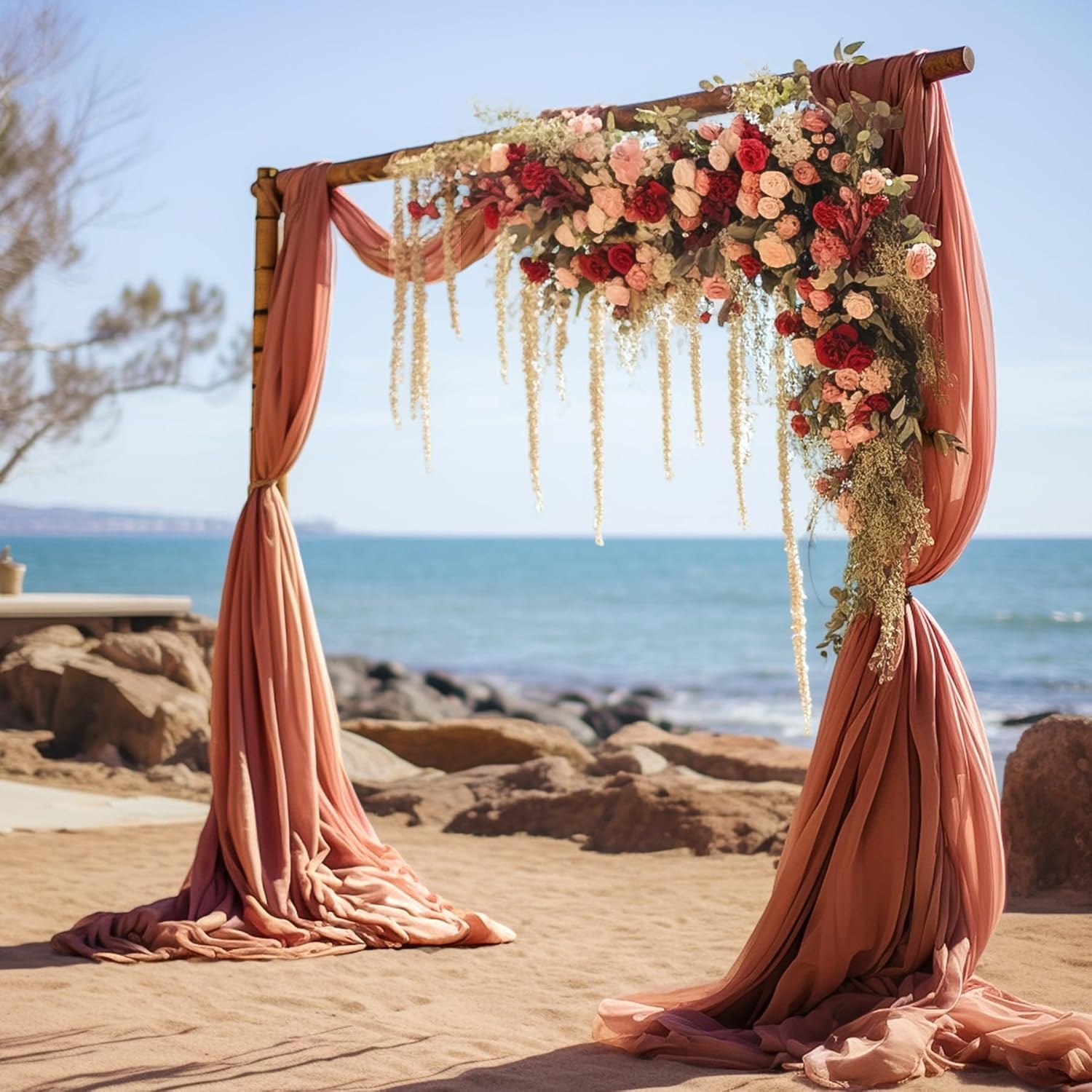 Wedding Arch Draping Fabric, 2 Panels 28" x 19Ft Emerald Green Wedding Arch Drapes Sheer Backdrop Curtain for Wedding Ceremony Party Ceiling Decor