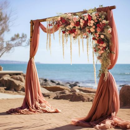 Wedding Arch Draping Fabric, 2 Panels 28" x 19Ft Emerald Green Wedding Arch Drapes Sheer Backdrop Curtain for Wedding Ceremony Party Ceiling Decor