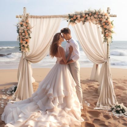 Wedding Arch Draping Fabric, 2 Panels 28" x 19Ft Emerald Green Wedding Arch Drapes Sheer Backdrop Curtain for Wedding Ceremony Party Ceiling Decor