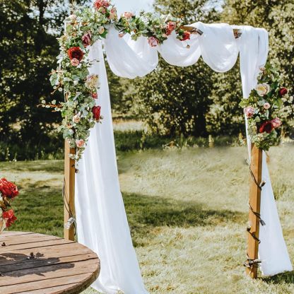 Wedding Arch Draping Fabric, 2 Panels 28" x 19Ft Emerald Green Wedding Arch Drapes Sheer Backdrop Curtain for Wedding Ceremony Party Ceiling Decor