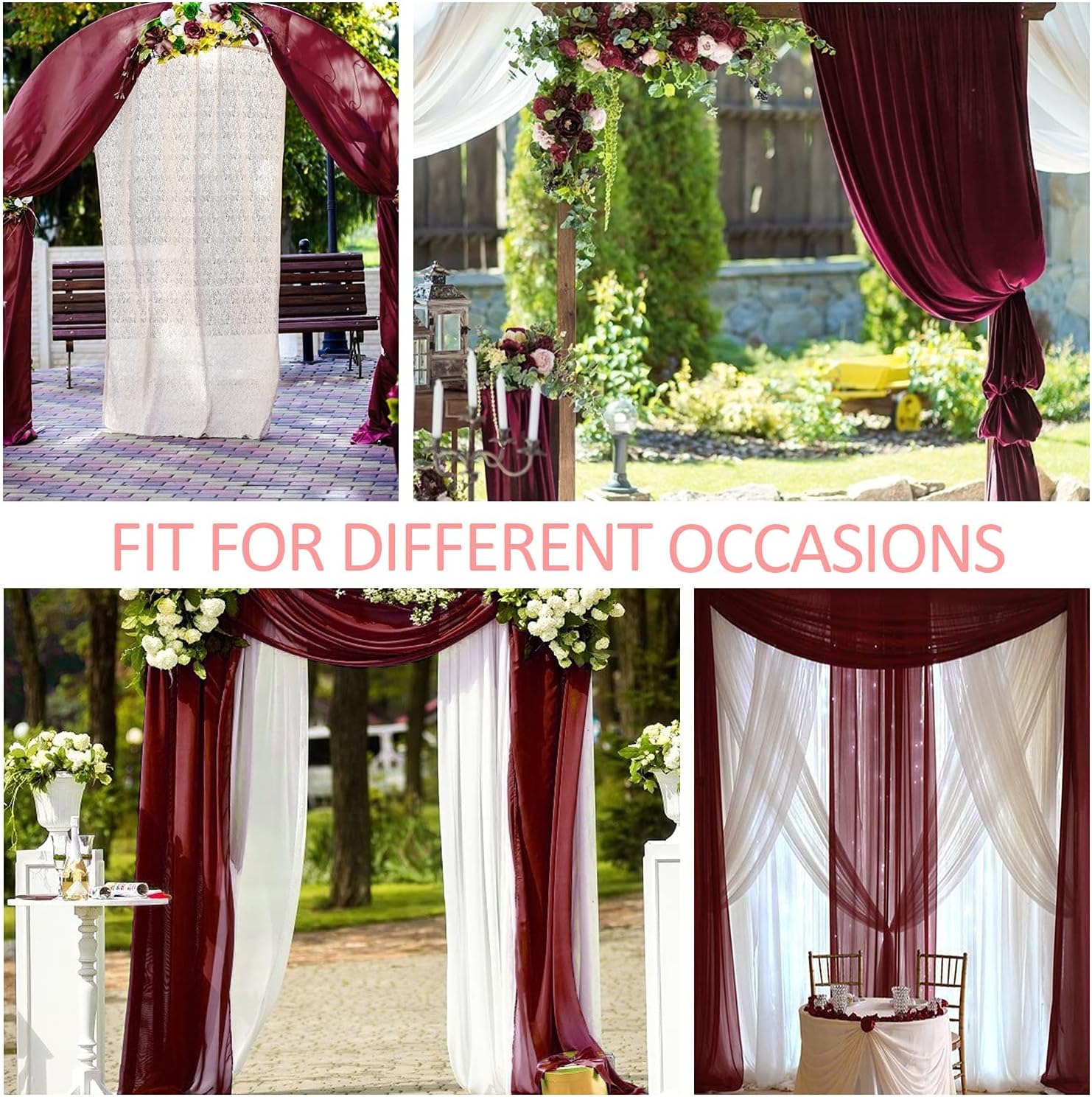 Wedding Arch Draping Fabric, 2 Panels 28" x 19Ft Emerald Green Wedding Arch Drapes Sheer Backdrop Curtain for Wedding Ceremony Party Ceiling Decor