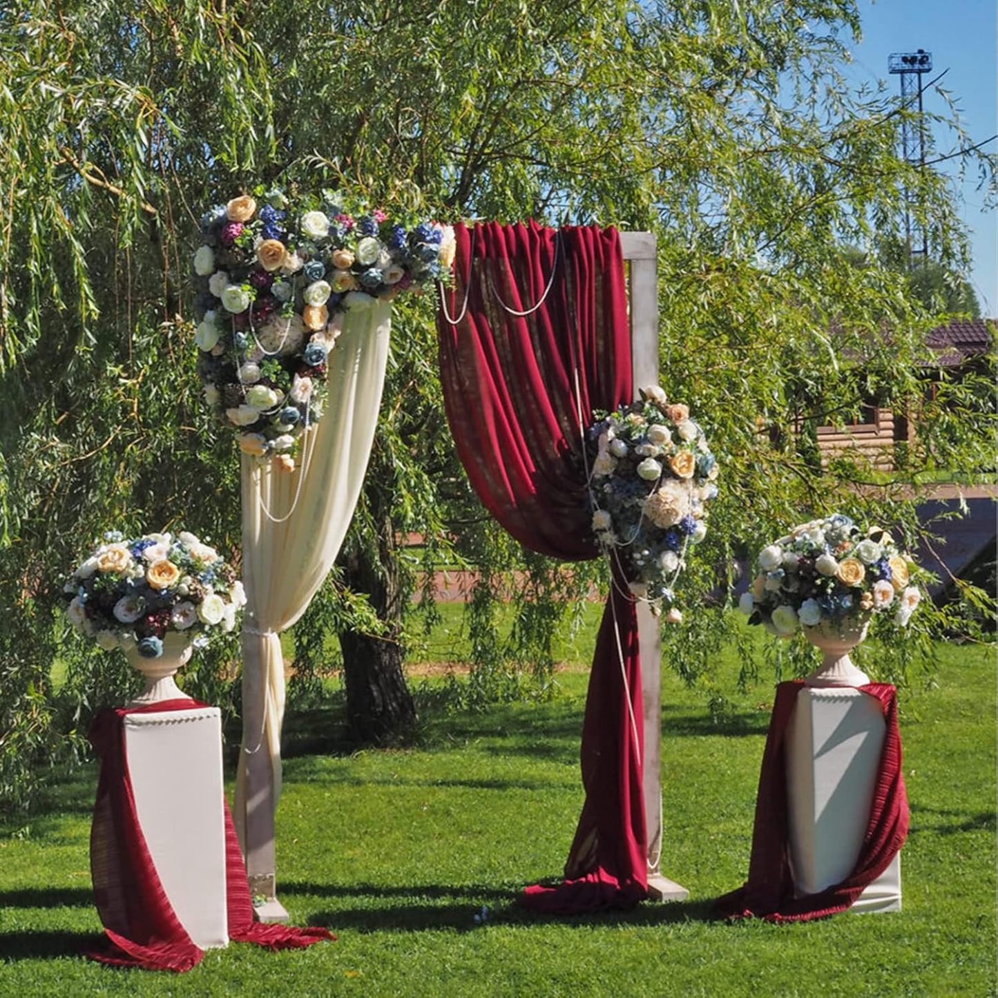 Wedding Arch Draping Fabric, 2 Panels 28" x 19Ft Emerald Green Wedding Arch Drapes Sheer Backdrop Curtain for Wedding Ceremony Party Ceiling Decor