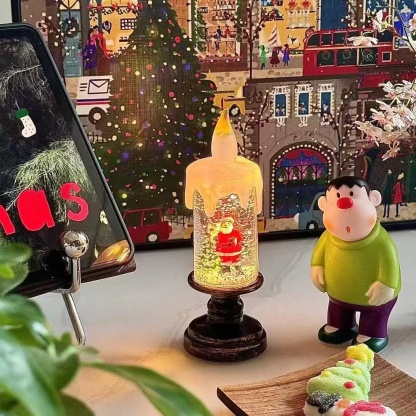 Christmas Lighted Snow Globe Lantern, Battery Operated Santa Snow Globes with Timer & Swirling Snow Effect | Glittering Spinning Candles for Holiday Home Decor, Festival Gift, Table Centerpiece