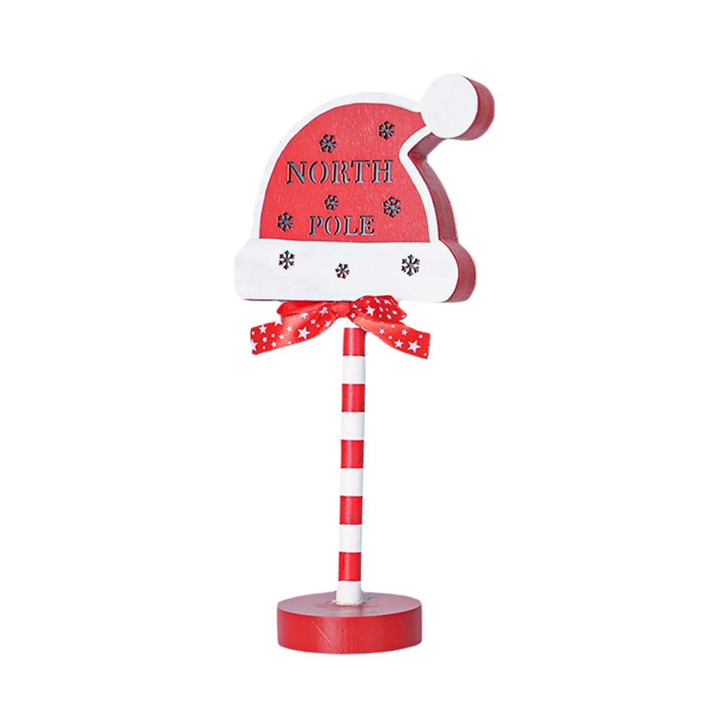 Christmas Santa Stop Here Sign LED Light Up North Pole Sign Tabletop Decorations for Home